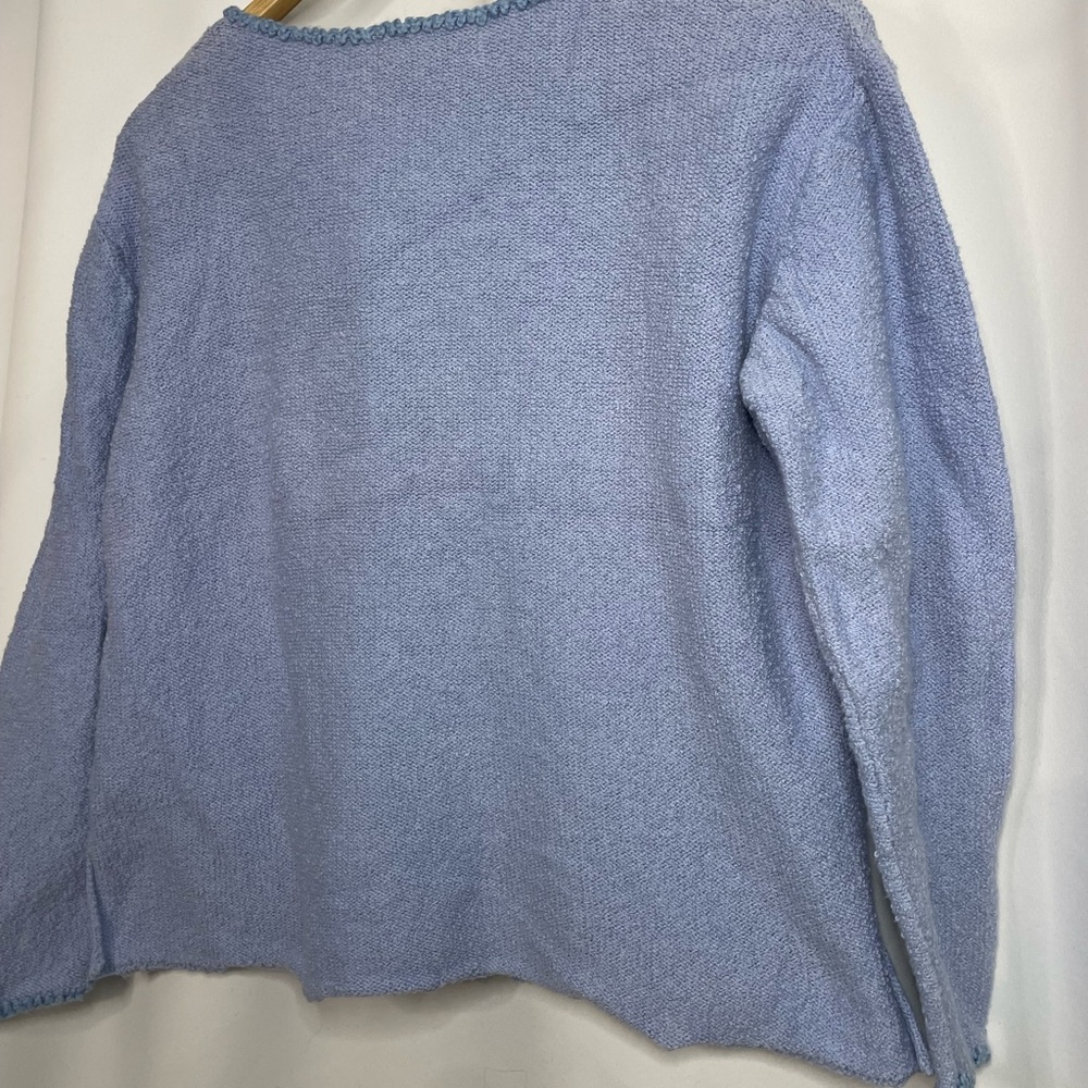 Tulila lavender button down cardigan w/ embroidered buttons sz M made in Peru - Picture 9 of 13